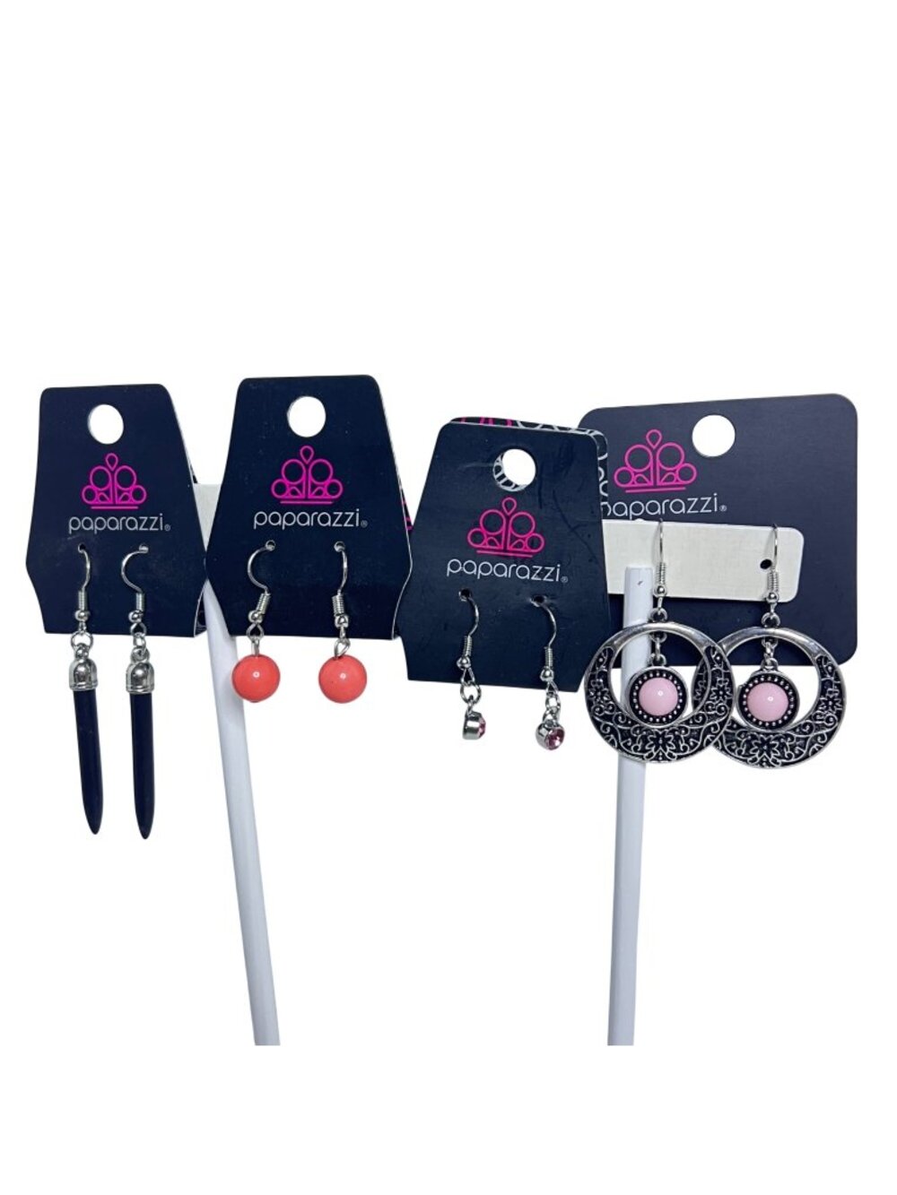 Lot of 4 Paparazzi Silver Tone Pierced Earrings (6468)